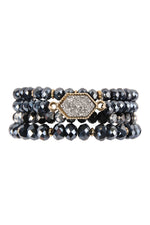 Druzy Stone Hexagon Glass Beads Bracelet