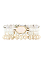 Druzy Stone Hexagon Glass Beads Bracelet