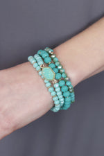 Druzy Stone Hexagon Glass Beads Bracelet