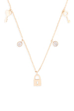 Lnb413 -  Key Lock Zirconia Dainty Chain Necklace