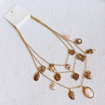 Vintage Rose Charm Layered Necklace – Romantic Multi-Strand Chain With Antique